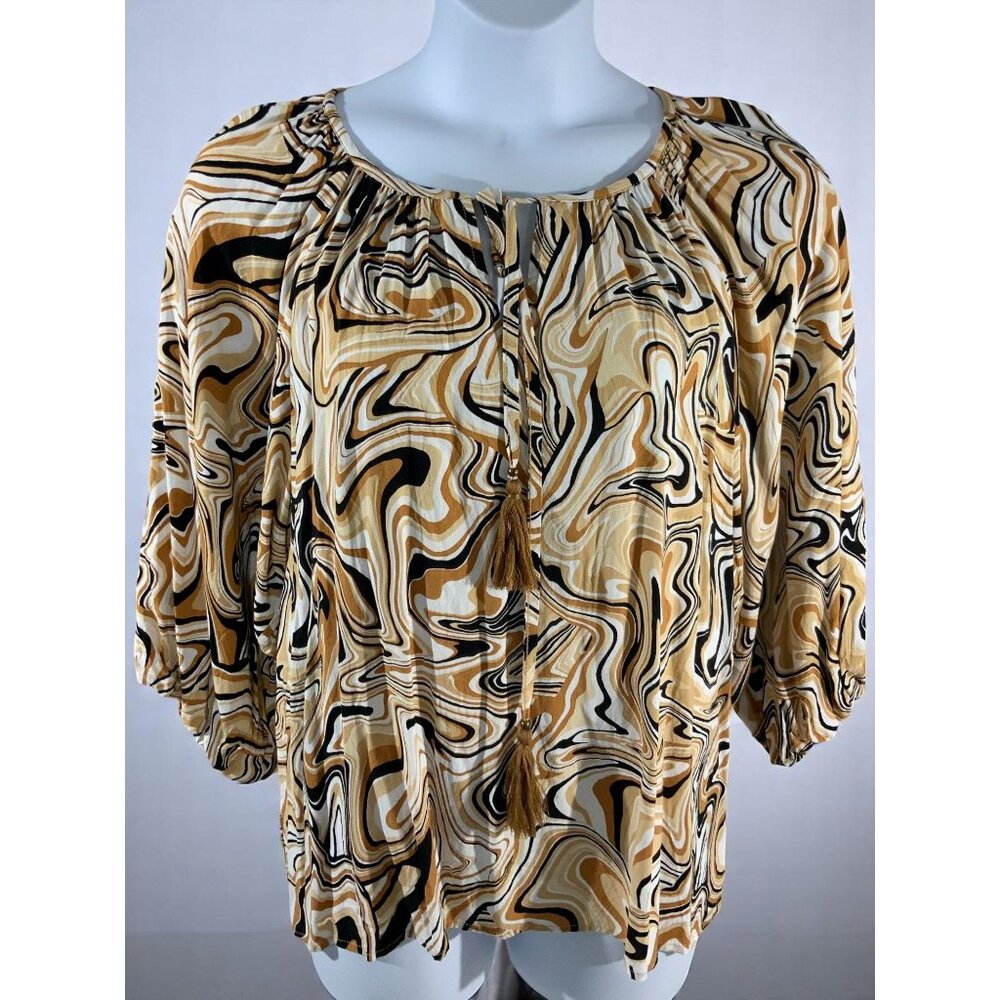 Ruby Rd 1x Abstract Swirl Print Blouse Keyhole Ta… - image 7